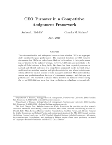 CEO Turnover in a Competitive Assignment Framework Andrea L. Eisfeldt Camelia M. Kuhnen