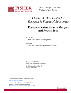 Charles A. Dice Center for Research in Financial Economics and Acquisitions