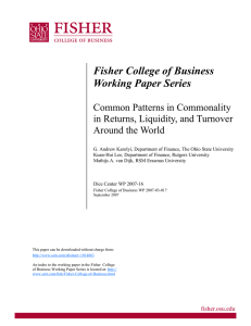 Fisher College of Business Working Paper Series Common Patterns in Commonality