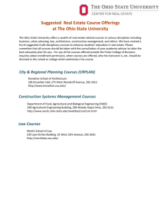Suggested  Real Estate Course Offerings at The Ohio State University