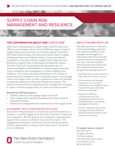 SUPPLY CHAIN RISK MANAGEMENT AND RESILIENCE THE CONVERSATION ABOUT RISK