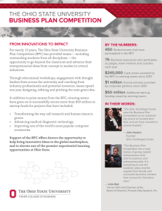 Business Plan ComPetition The OhiO STATe UniverSiTy from innovations to impact 450