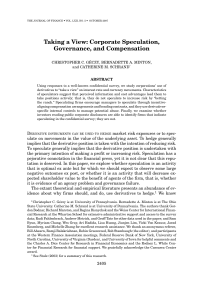 Taking a View: Corporate Speculation, Governance, and Compensation CHRISTOPHER C. G ´