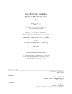 Equilibrium systems Studies in Masonry Structure  by