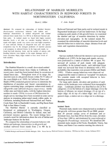 RELATIONSHIP OF MARBLED MURRELETS WITH HABITAT CHARACTERISTICS IN REDWOOD FORESTS IN