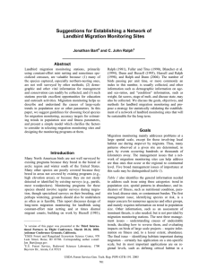 Suggestions for Establishing a Network of Landbird Migration Monitoring Sites Abstract Jonathan Bart