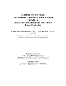 Landbird Monitoring at Northeastern National Wildlife Refuges 2008-2010: