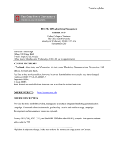 Tentative syllabus Fisher College of Business The Ohio State University