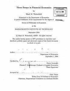 lhree  Essays  n  ilnanclal Economics