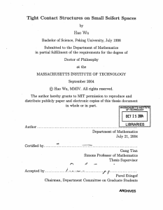 Tight  Contact  Structures  on  Small ... Hao  Wu
