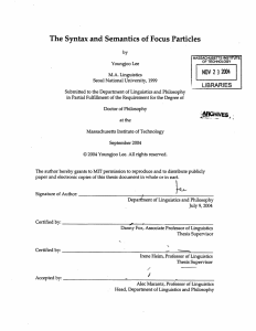 The Syntax and Semantics of Focus Particles LIBRARIES