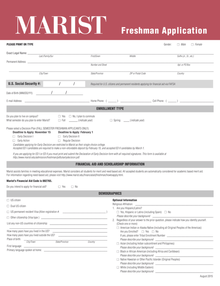 Freshman Application