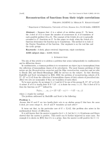 Reconstruction of functions from their triple correlations