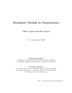 Stochastic Models in Neuroscience 18 - 22 January 2010