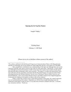 Opening the Set-Top Box Market Joseph P. Bailey Working Paper