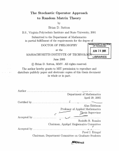 to  Random Matrix  Theory Brian  D. Sutton