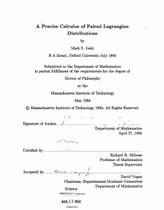 Distributions A  Precise  Calculus  of Paired  Lagrangian