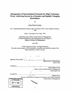 Management of Intermediated Channels for High Technology Marketplace John-Paul Gorsky