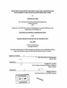 DOES  SPECIALIZATION  IN  SECURITY  ANALYSIS ... FROM by B.S.  Operations Research and Industrial Engineering