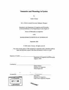 Semantics  and  Phonology  in Syntax