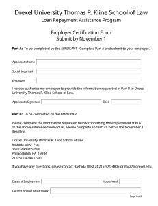 Drexel University Thomas R. Kline School of Law  Employer Certification Form