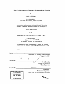 Non-Verbal Argument Structure: Evidence from Tagalog