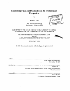 Examining Financial Puzzles From An Evolutionary Perspective by Kenrick Guo