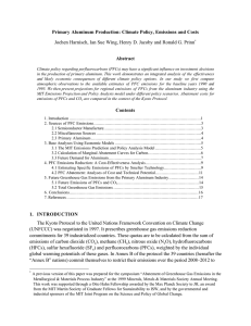 Primary Aluminum Production: Climate Policy, Emissions and Costs Abstract