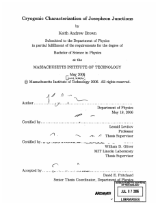 Cryogenic  Characterization  of Josephson  Junctions