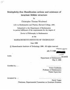 Multiplicity-free  Hamiltonian  actions  and  existence ... invariant Kiihler  structure Christopher  Thomas  Woodward