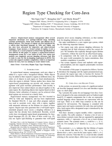Region Type Checking for Core-Java Wei-Ngan Chin , Shengchao Qin