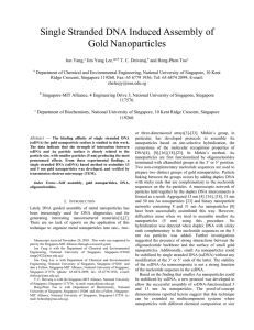 Single Stranded DNA Induced Assembly of Gold Nanoparticles