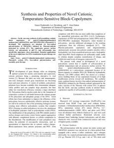 Synthesis and Properties of Novel Cationic, Temperature-Sensitive Block-Copolymers