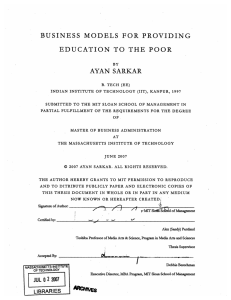 BUSINESS  MODELS  FOR  PROVIDING AYAN  SARKAR