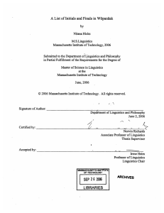 A List  of Initials and Finals in W8pana~ak by