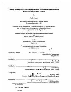Change Management:  Leveraging the Role  of Data as ... Manufacturing Process  Evolves