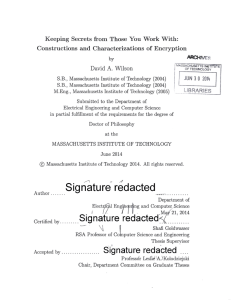 Keeping  Secrets  from  Those  You ... Constructions  and  Characterizations of  Encryption 3 A.