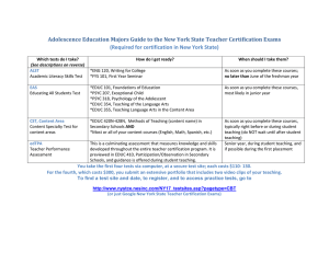 Adolescence Education Majors Guide to the New York State Teacher... (Required for certification in New York State)
