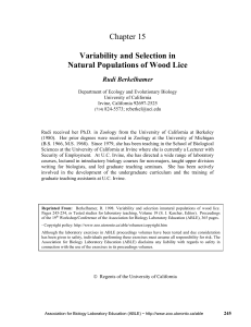 Chapter 15  Variability and Selection in Natural Populations of Wood Lice