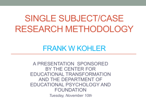 SINGLE SUBJECT/CASE RESEARCH METHODOLOGY FRANK W KOHLER