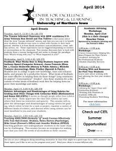 April 2014 April Events Academic Advising Workshops