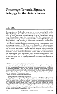 Uncoverage: Toward a Signature Pedagogy for the History Survey Lendol Calder