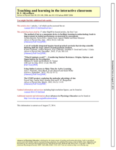 Teaching and learning in the interactive classroom D. U. Silverthorn