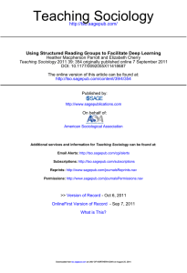 Teaching Sociology  Using Structured Reading Groups to Facilitate Deep Learning