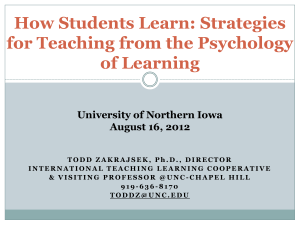 How Students Learn: Strategies for Teaching from the Psychology of Learning