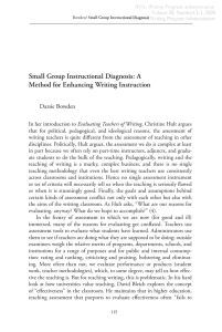 Small Group Instructional Diagnosis: A Method for Enhancing Writing Instruction Darsie Bowden