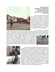 Katharine Travaline International Travel Award Report 7th International Conference in Interpretive Policy Analysis