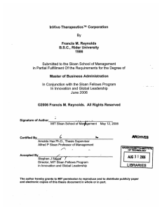 InVivo TherapeuticsTM  Corporation Francis  M. Reynolds 1986