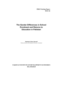 The Gender Differences in School Enrolment and Returns to Education in Pakistan
