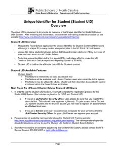 Unique Identifier for Student (Student UID) Overview